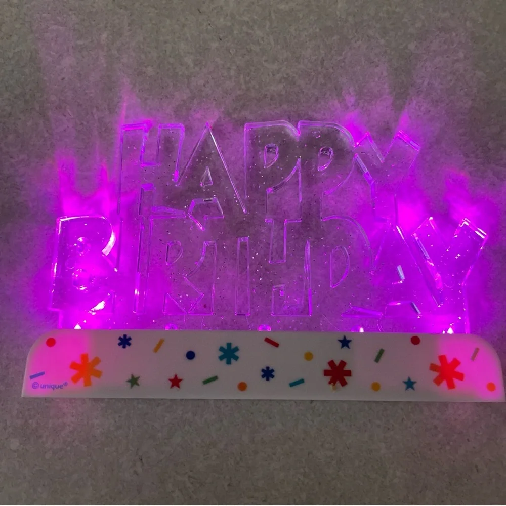 2! Birthday MultiColor Light Up 3mode Flashy Cake Toppers Reusable
